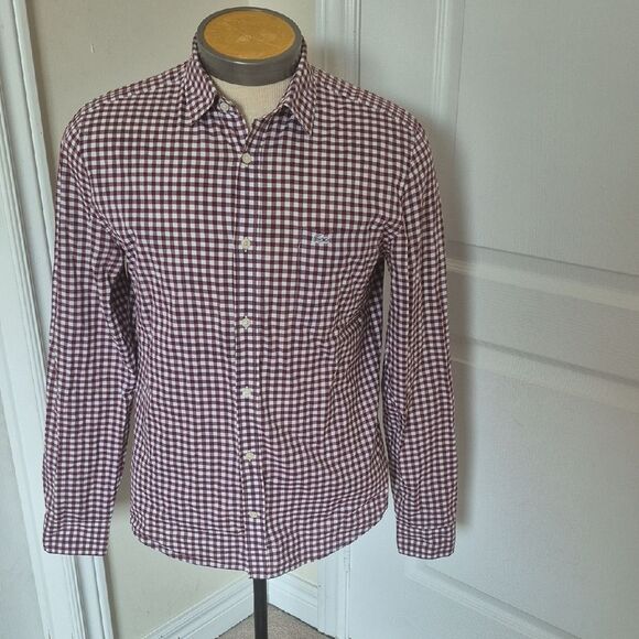 Lacoste Burgundy and White Checkered Shirt - Picture 1 of 16